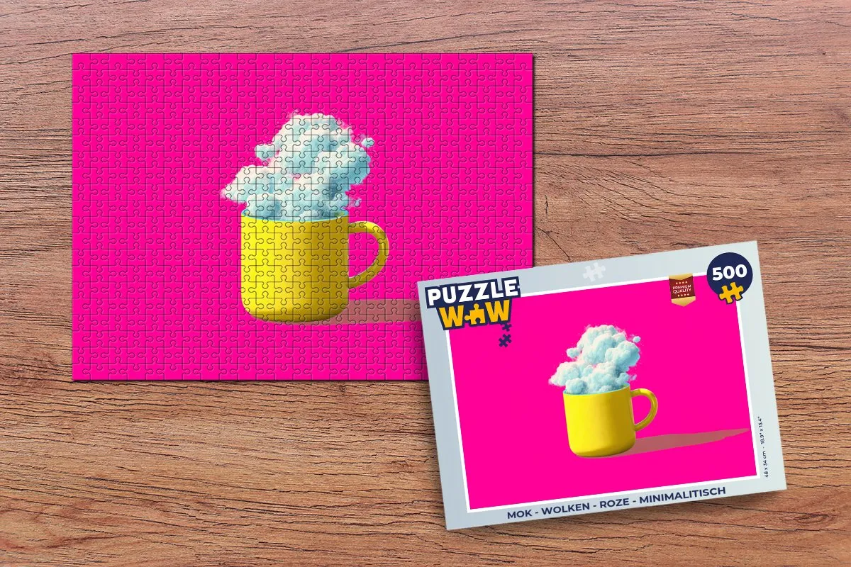 PuzzleWow Mok Wolken Legpuzzel 500 Stuks - Roze