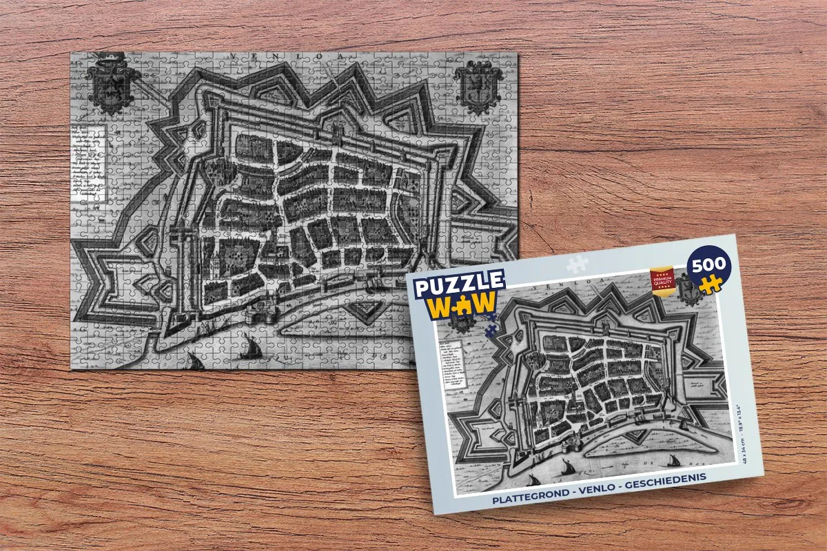 PuzzleWow Venlo Legpuzzel 500 Stuks - Geschiedenis Stadskaart - Multicolor