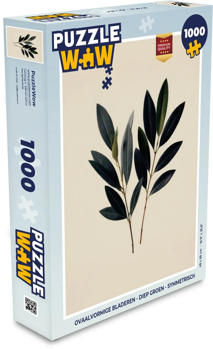 PuzzleWow Legpuzzel 1000 Stuks - Diep groen Ovaalvormige bladeren