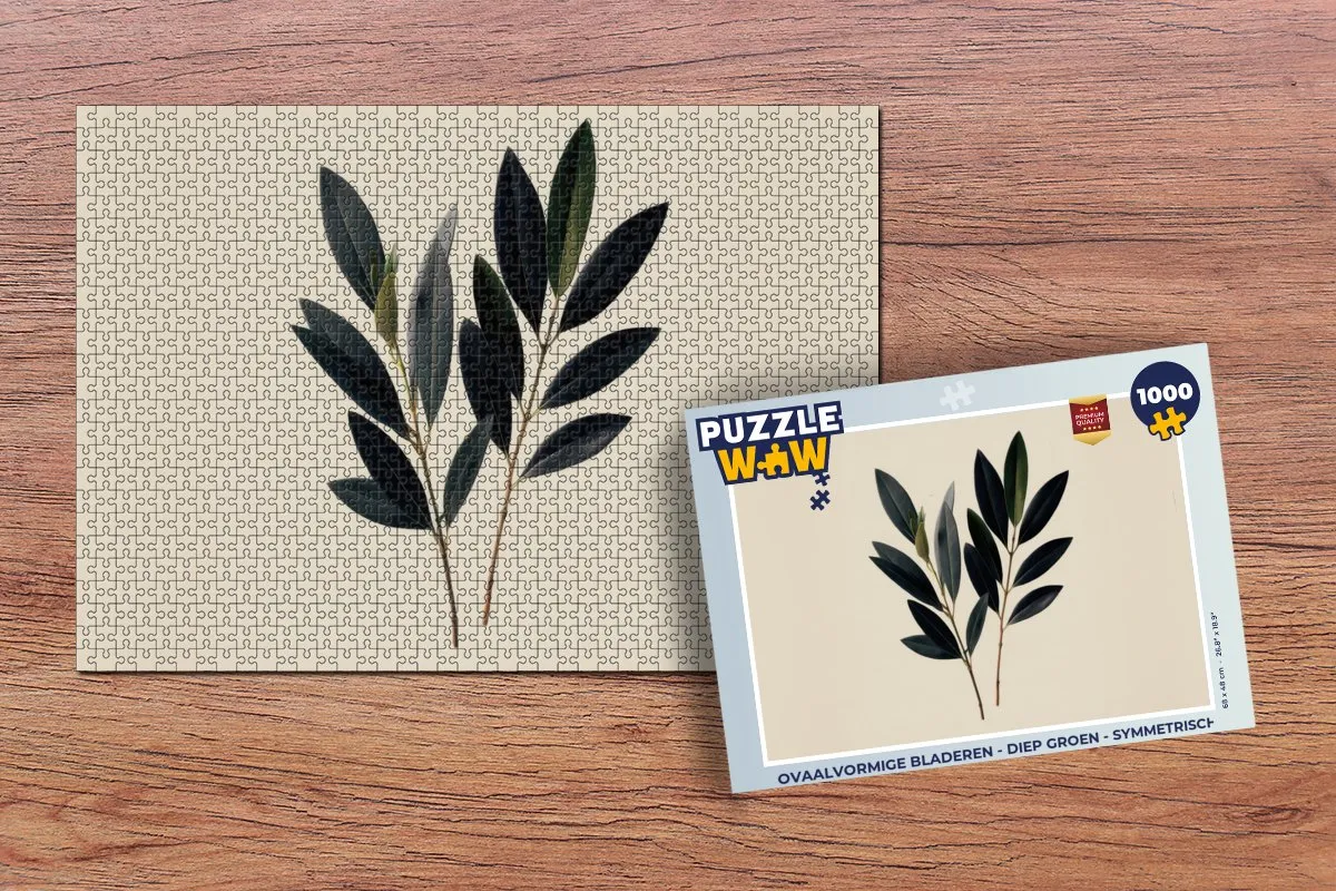PuzzleWow Legpuzzel 1000 Stuks - Diep groen Ovaalvormige bladeren