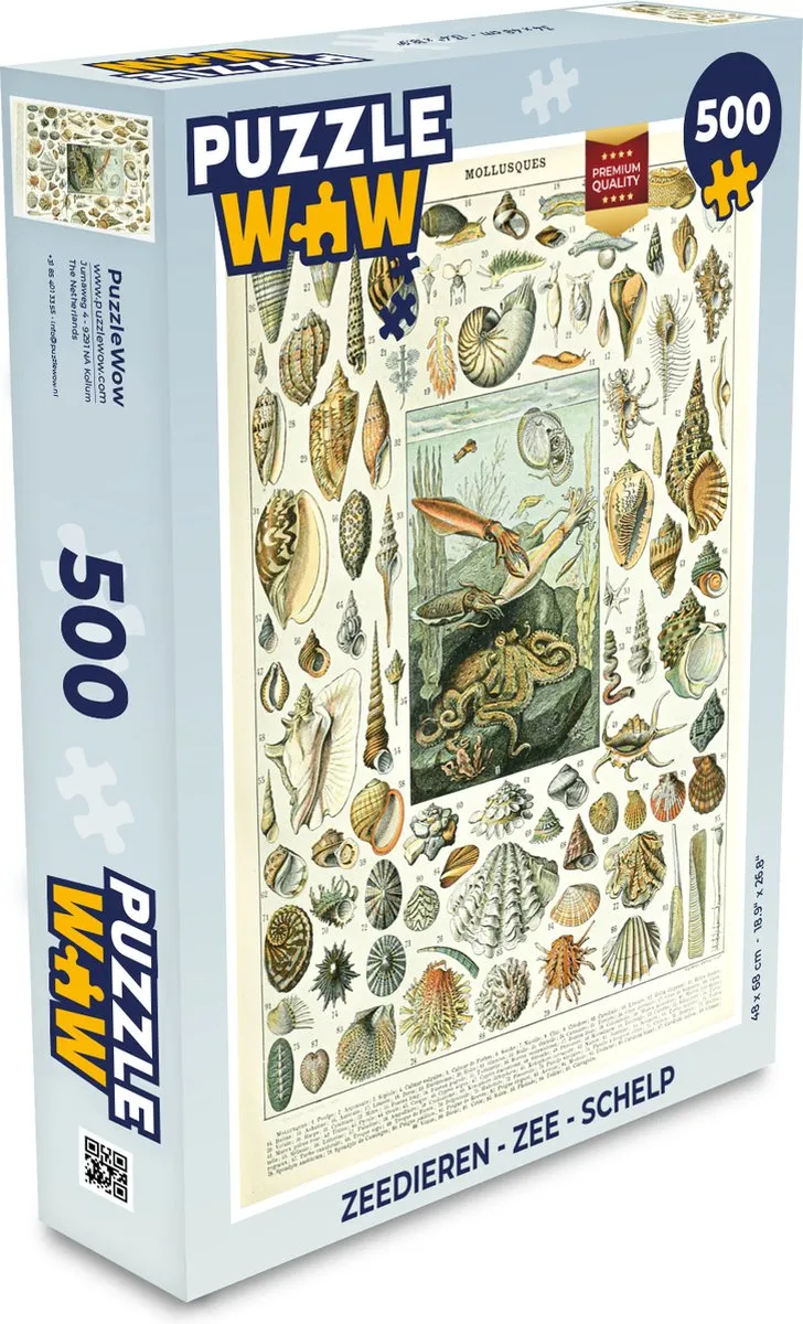 PuzzleWow Adolphe Millot Zeedieren Legpuzzel 500 Stuks