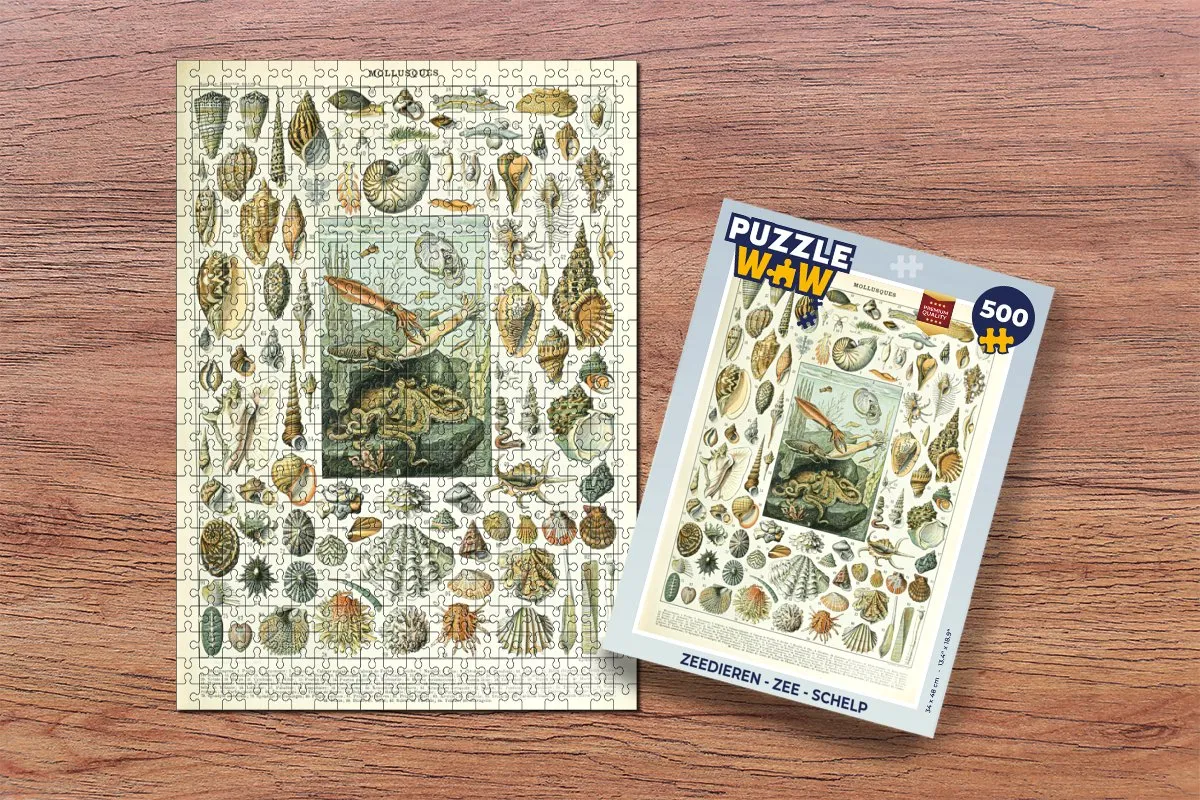 PuzzleWow Adolphe Millot Zeedieren Legpuzzel 500 Stuks - Multicolor