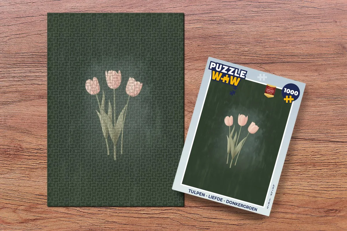 PuzzleWow Tulpen Liefde Legpuzzel 1000 Stuks - Donkergroen