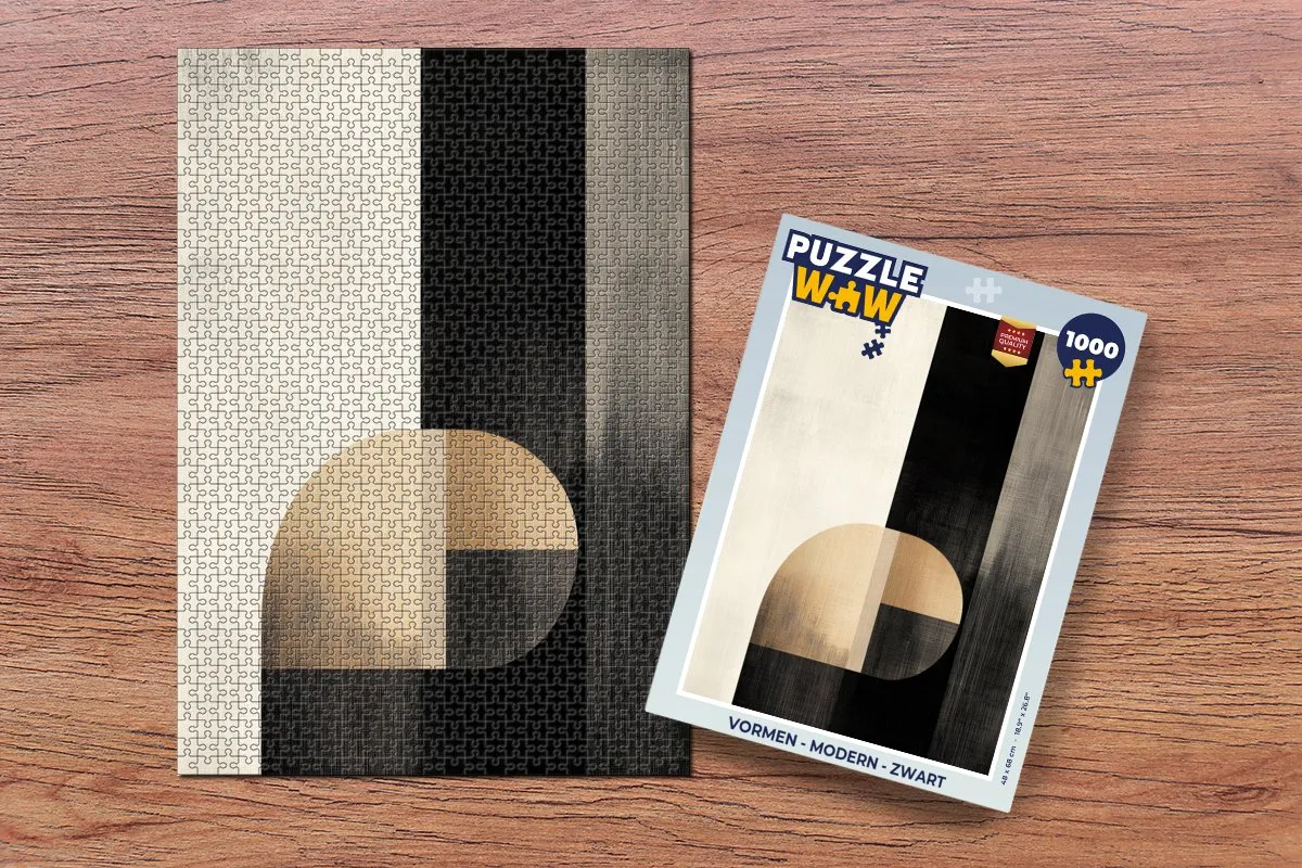 PuzzleWow Vormen Legpuzzel 1000 Stuks - Zwart/Goud