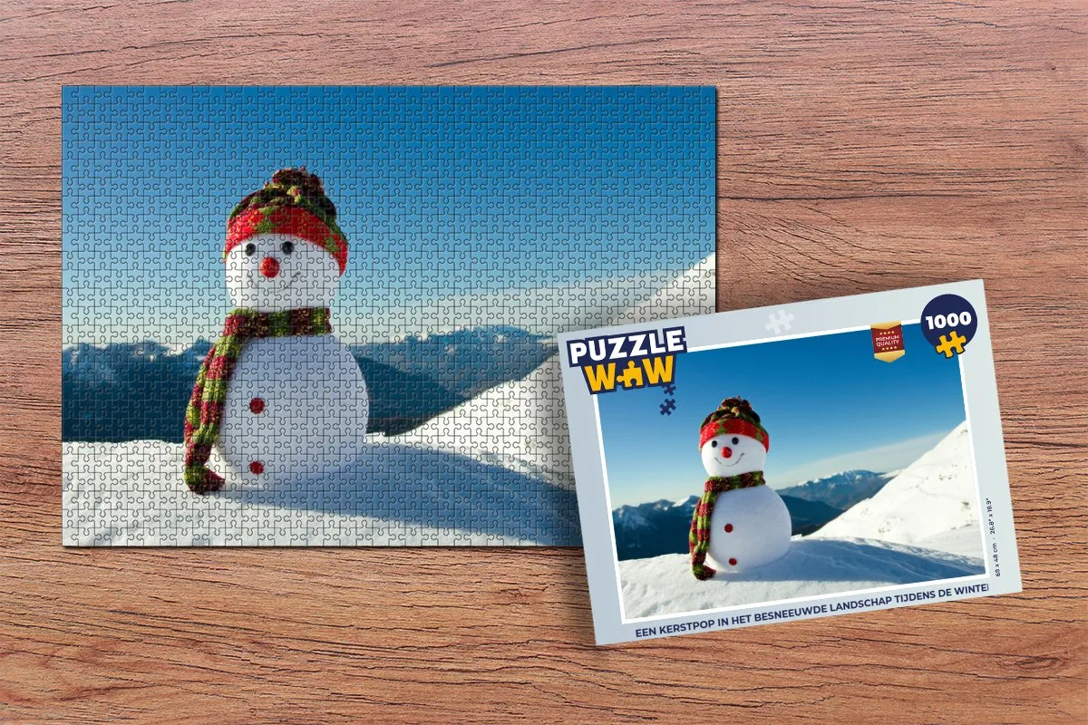 PuzzleWow Kerstpop in Besneeuwd Landschap Legpuzzel 1000 Stuks - Multicolor