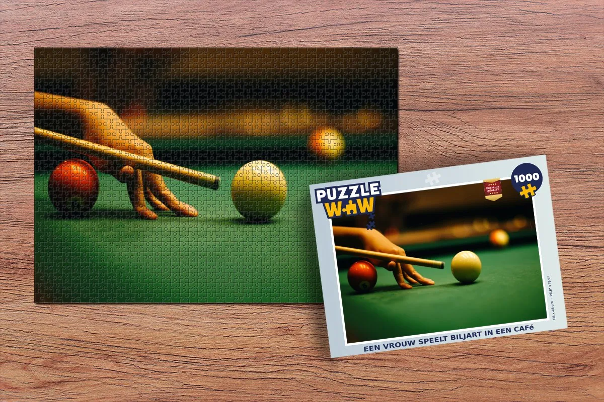 PuzzleWow Legpuzzel Café Biljart 1000 Stuks - Multicolor