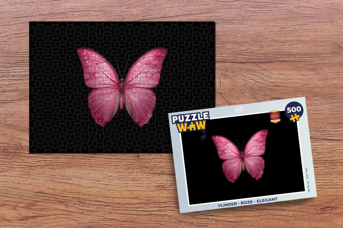 PuzzleWow Vlinder Elegant Legpuzzel 500 Stuks - Roze
