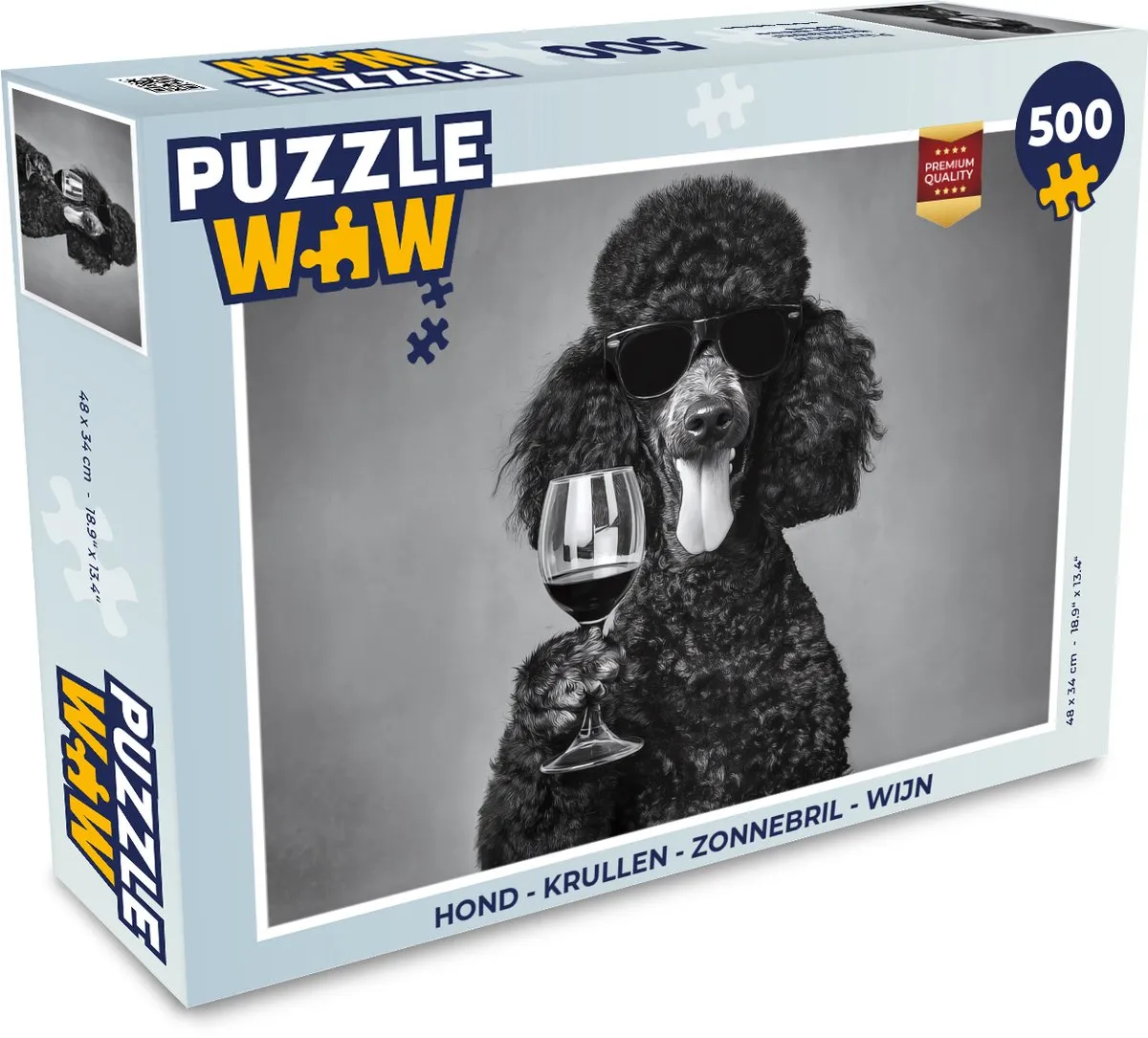 PuzzleWow Hond Zonnebril Wijn Legpuzzel 500 Stuks
