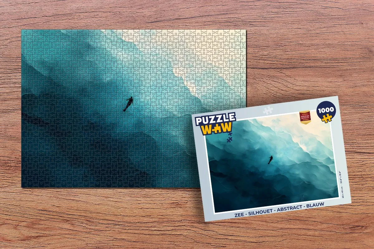 PuzzleWow Zee Silhouet Legpuzzel 1000 Stuks - Blauw