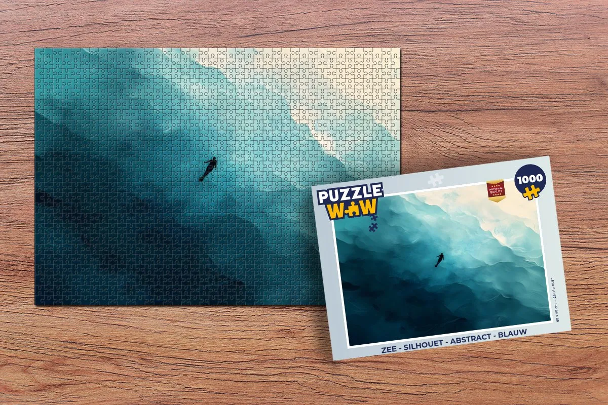 PuzzleWow Zee Silhouet Legpuzzel 1000 Stuks - Blauw