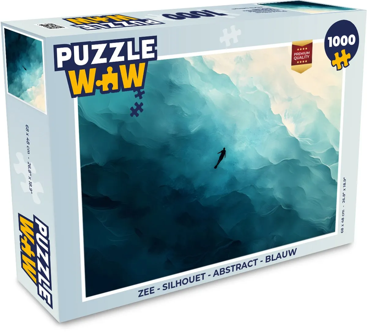 PuzzleWow Zee Silhouet Legpuzzel 1000 Stuks - Blauw