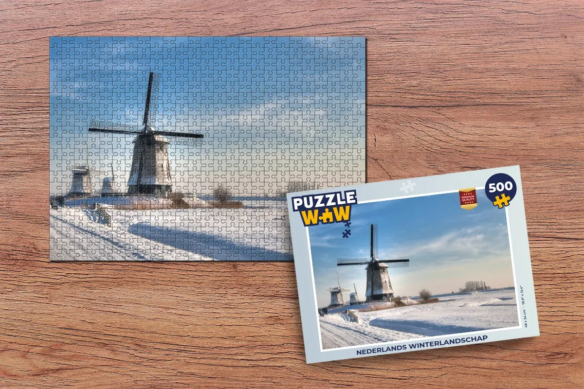 PuzzleWow Legpuzzel Nederlands Winterlandschap 500 Stuks - Multicolor