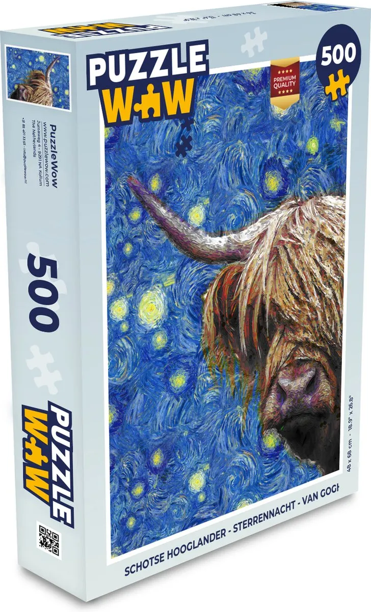PuzzleWow Van Gogh Schotse Hooglander Legpuzzel 500 Stuks - Multicolor