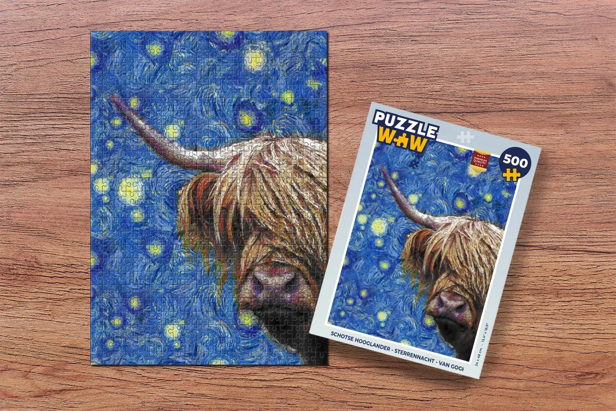 PuzzleWow Van Gogh Schotse Hooglander Legpuzzel 500 Stuks - Multicolor