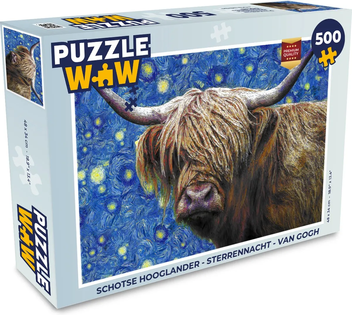 PuzzleWow Van Gogh Schotse Hooglander Legpuzzel 500 Stuks - Multicolor