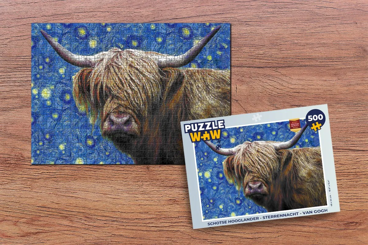 PuzzleWow Van Gogh Schotse Hooglander Legpuzzel 500 Stuks - Multicolor