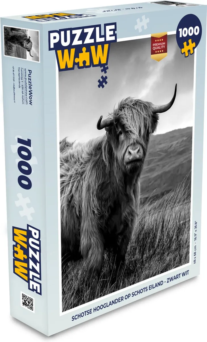 PuzzleWow Schotse Hooglander Legpuzzel 1000 Stuks - Multicolor