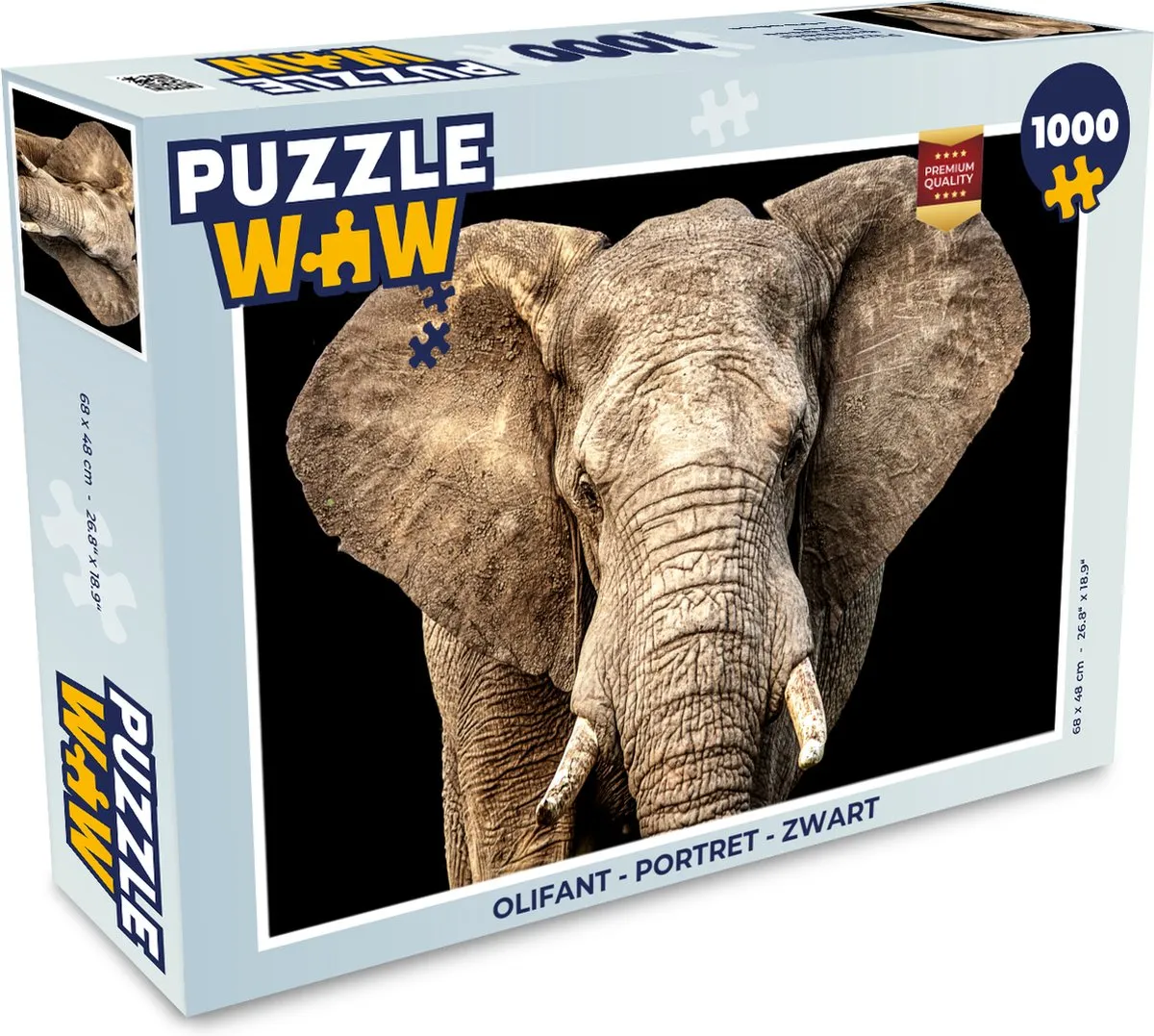 PuzzleWow Olifant Portret Legpuzzel 1000 Stukjes
