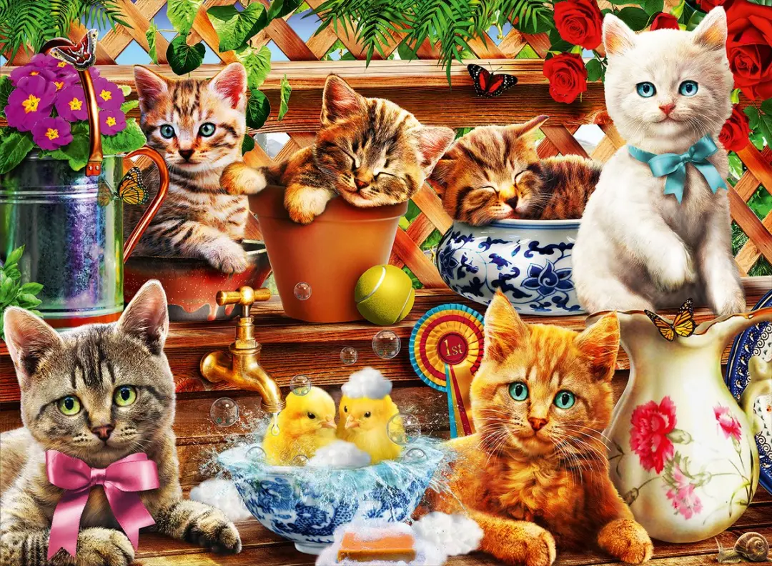 Bluebird Puzzle legpuzzel Kittens in the Potting Shed