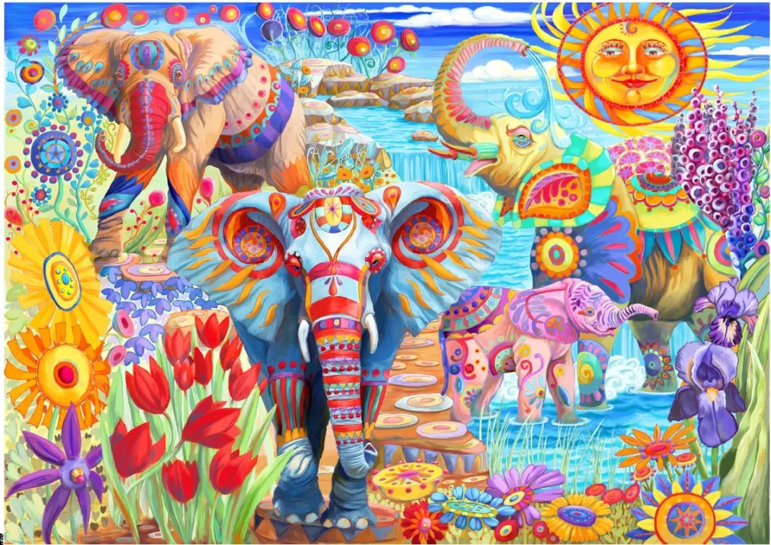 Bluebird Puzzle Elephants in the Garden 2000 Stuks