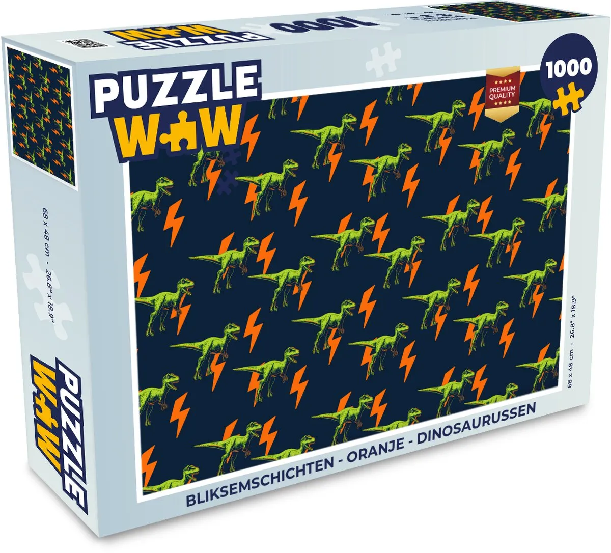 PuzzleWow Legpuzzel Bliksemschichten Dinosaurussen 1000 Stuks - Oranje