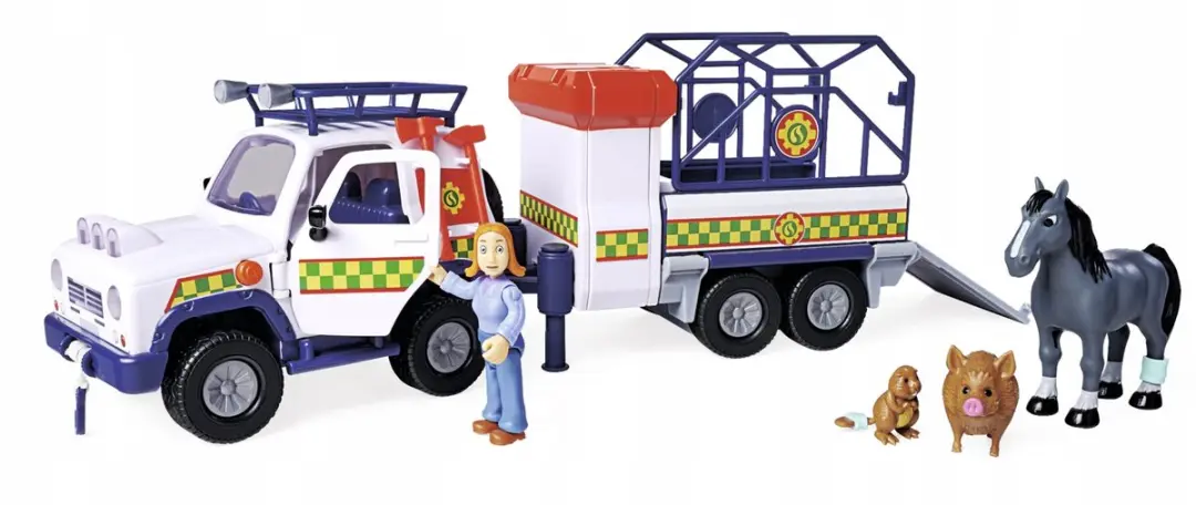 Simba Strażak Sam Dierenambulance met Aanhanger - Blauw/Wit/Rood - afbeelding 5 van 5