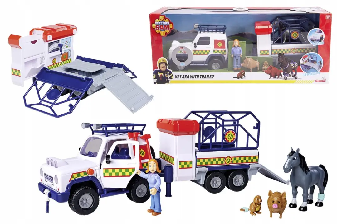 Simba Strażak Sam Dierenambulance met Aanhanger