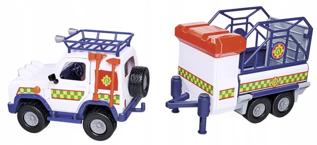 Simba Strażak Sam Dierenambulance met Aanhanger - Blauw/Wit/Rood - afbeelding 4 van 5