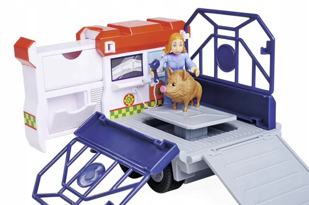 Simba Strażak Sam Dierenambulance met Aanhanger - Blauw/Wit/Rood - afbeelding 2 van 5