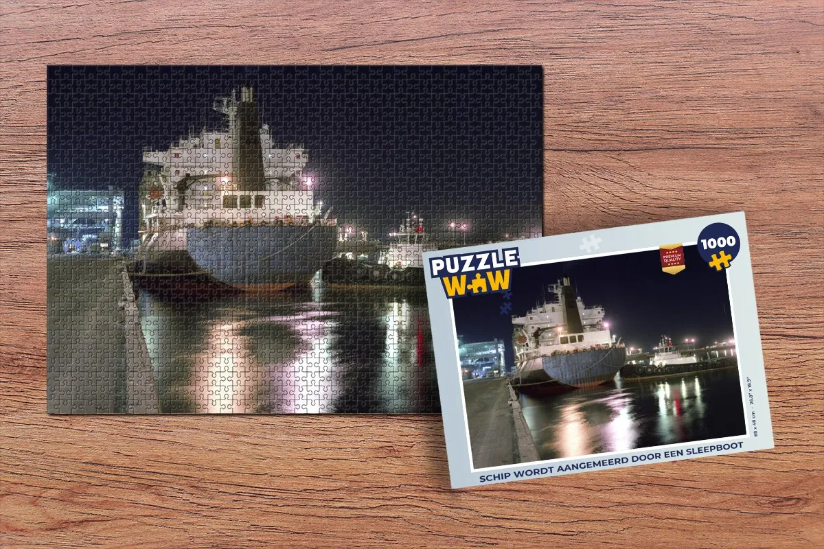 PuzzleWow Legpuzzel 1000 Stuks - Schip wordt aangemeerd door sleepboot - Multicolor