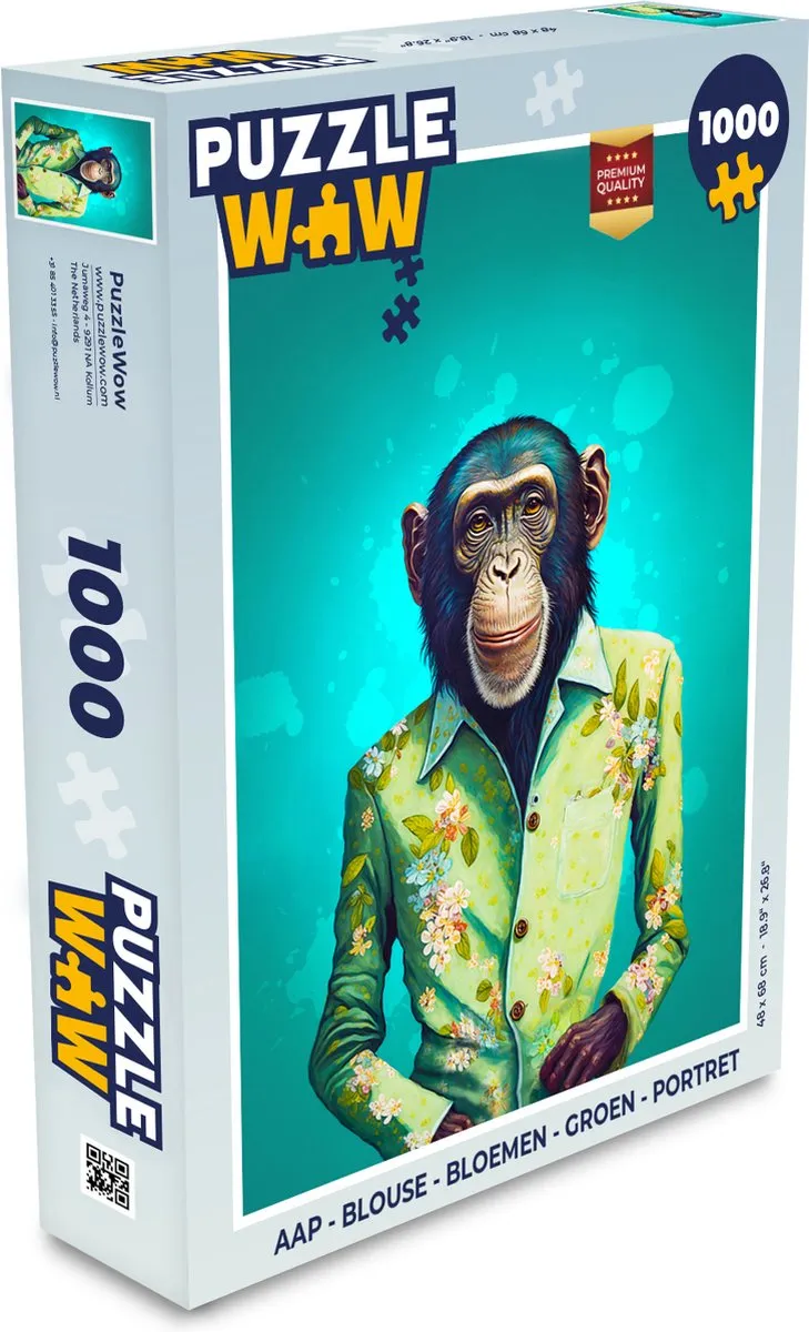 PuzzleWow Aap Bloemen Legpuzzel 1000 Stuks