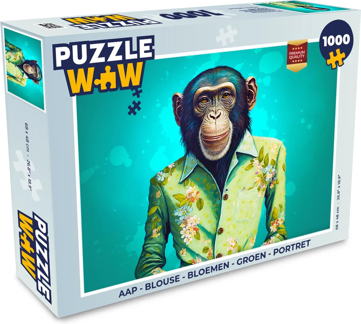 PuzzleWow Aap Bloemen Legpuzzel 1000 Stuks - Multicolor
