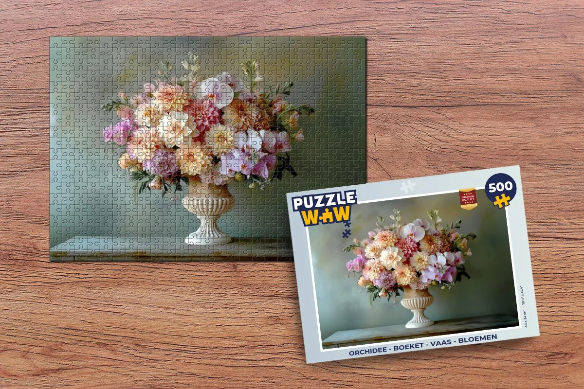 PuzzleWow Orchidee Legpuzzel 500 Stuks - Pastel Bloemen