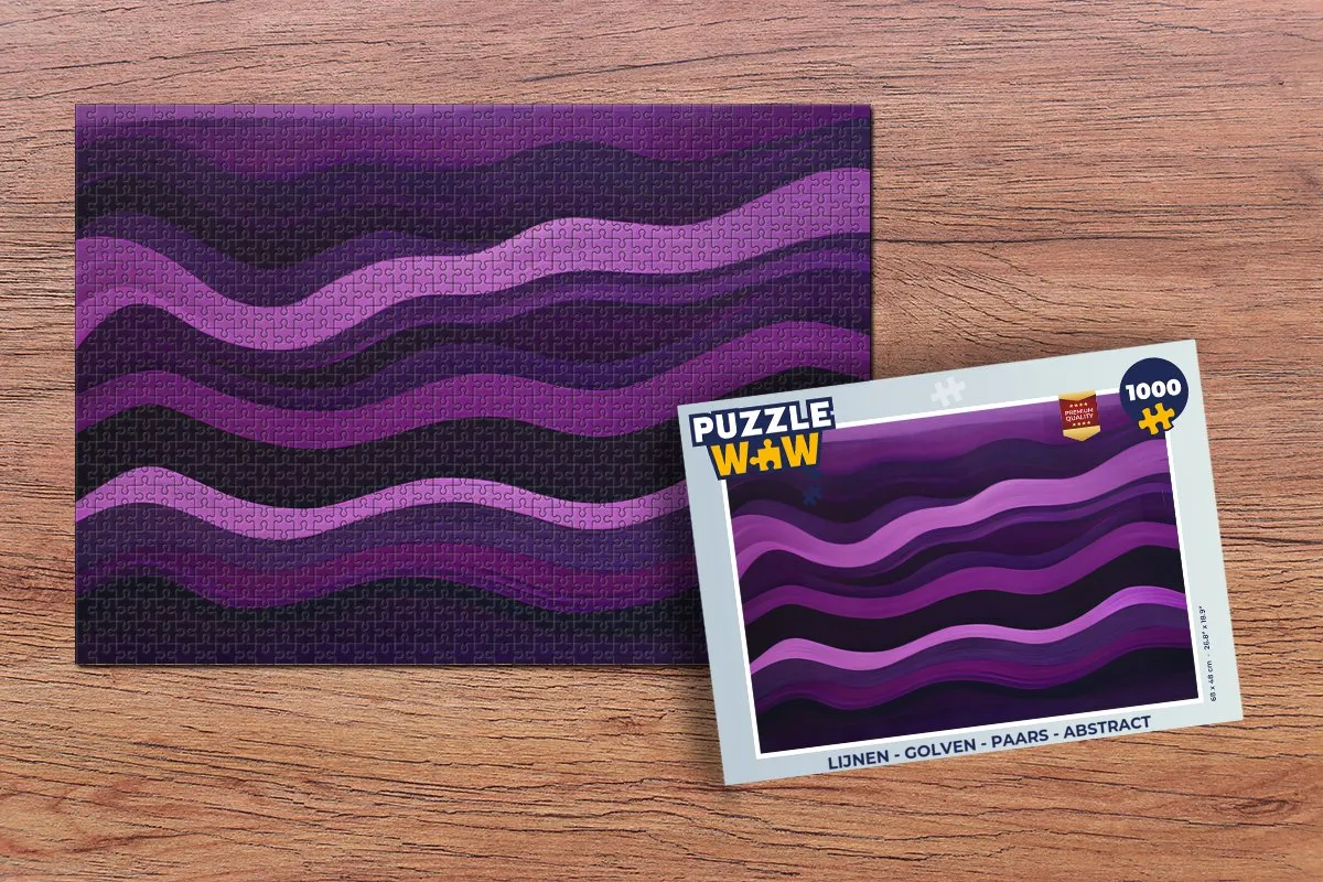 PuzzleWow Lijnen - Golven Abstract Legpuzzel 1000 Stuks - Paars