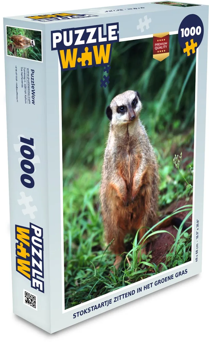 PuzzleWow Gras Stokstaartje Legpuzzel 1000 Stuks
