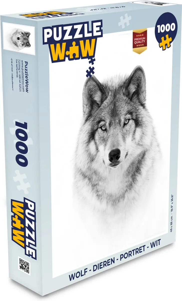 PuzzleWow Dieren Portret Legpuzzel 1000 Stuks - Wit