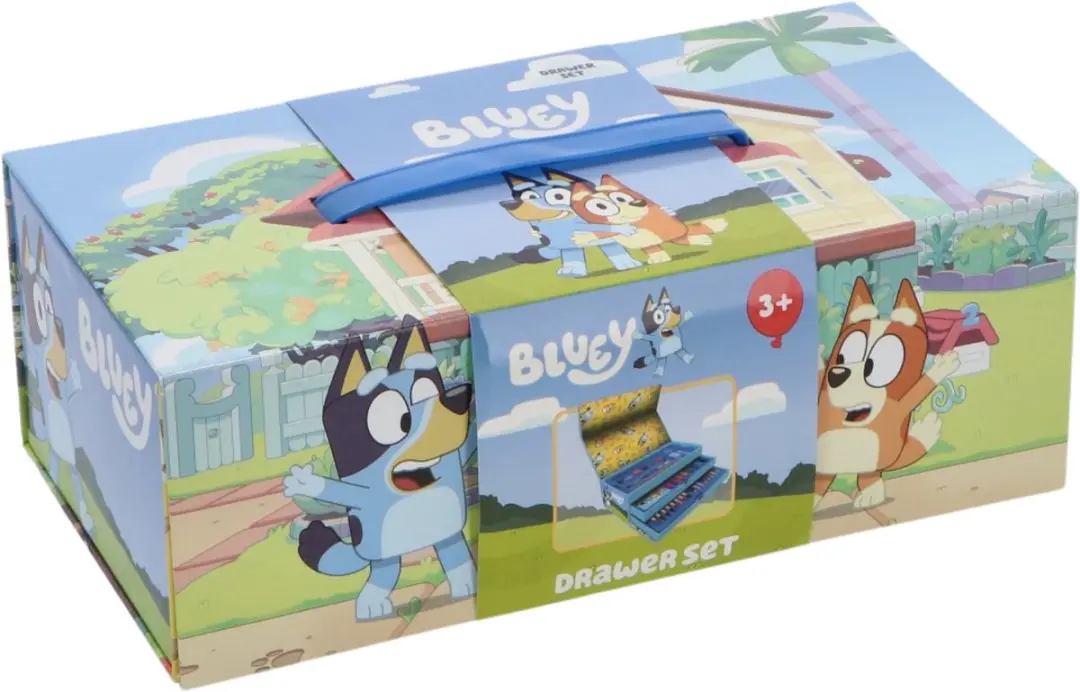 Bluey Kleurdoos met 3 Lades - Stiften, Potloden & Verf - 42 Stuks