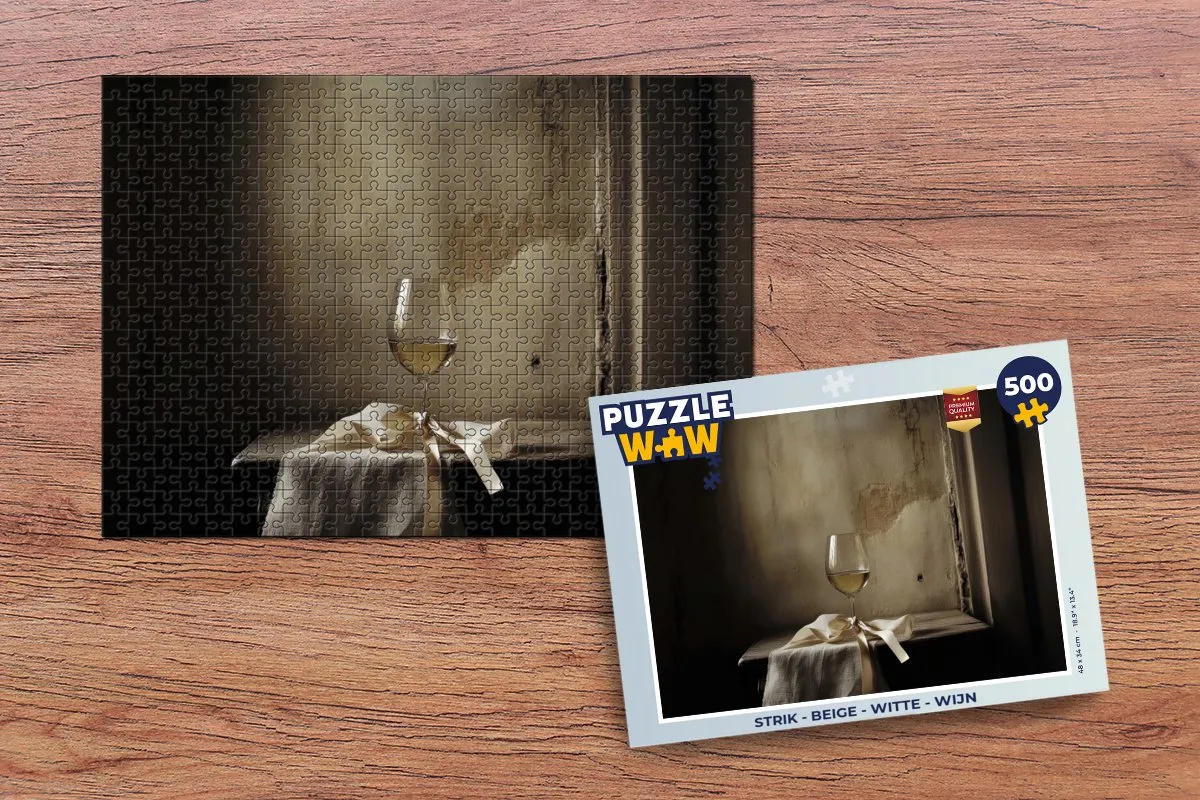 PuzzleWow Strik Legpuzzel 500 Stuks - Beige/Witte/Wijn