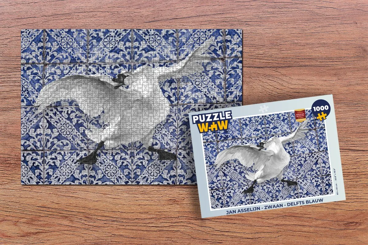 PuzzleWow Zwaan Legpuzzel 1000 Stuks - Delfts Blauw