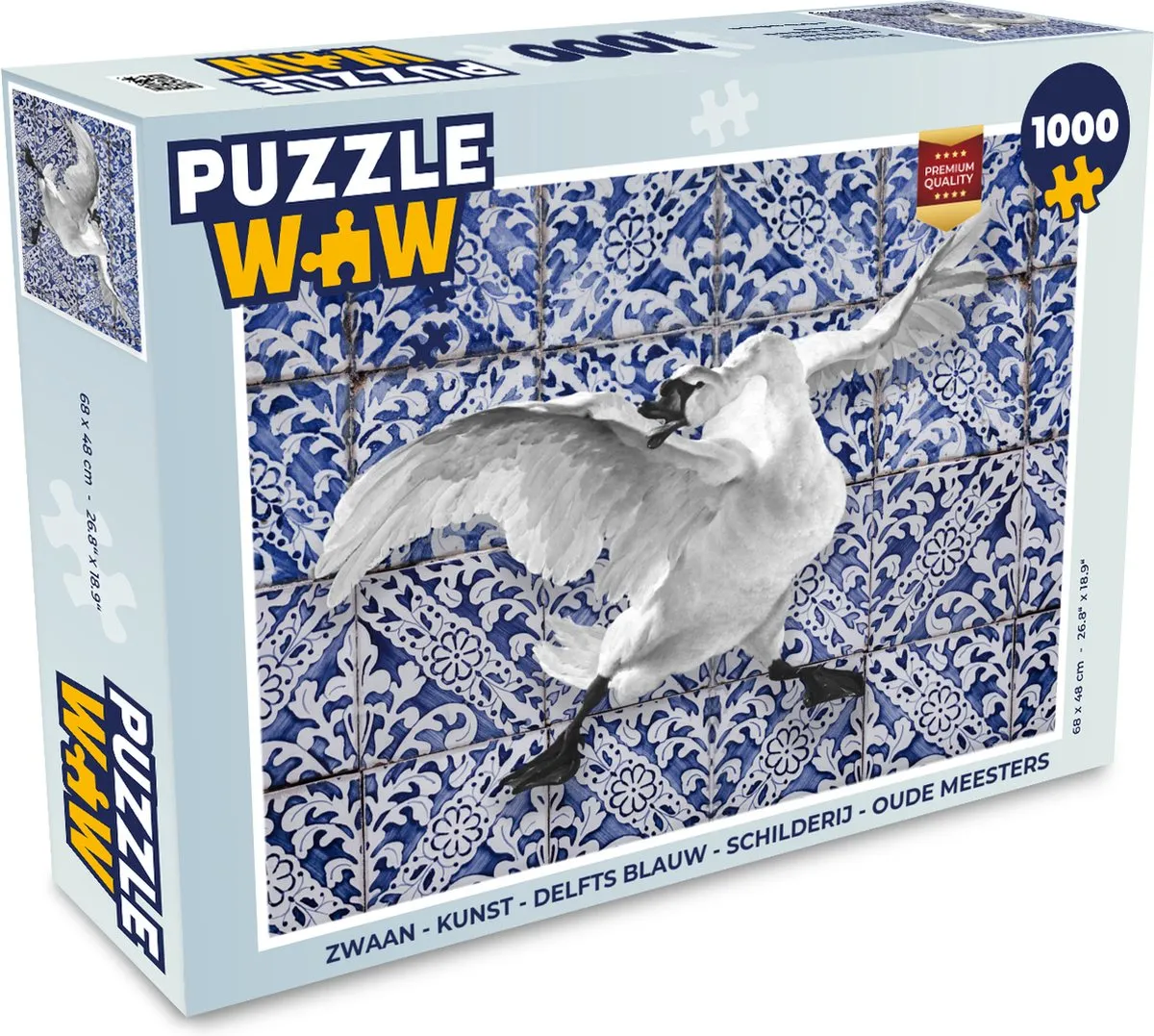 PuzzleWow Zwaan Legpuzzel 1000 Stuks - Delfts Blauw