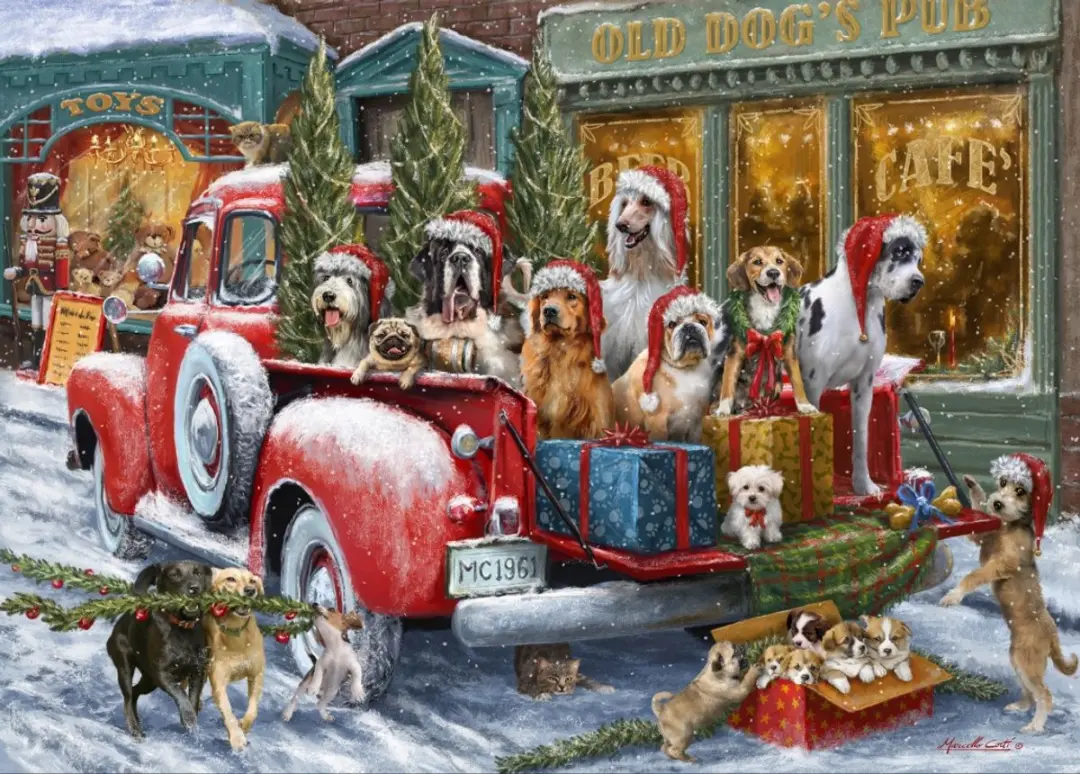 Bluebird Puzzle Dogs on Truck 500 Stuks