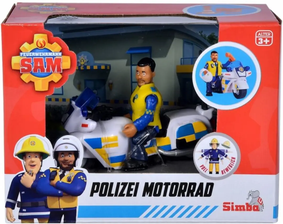 Simba Brandweerman Sam Politiemotorfiets met Figuur - afbeelding 5 van 6