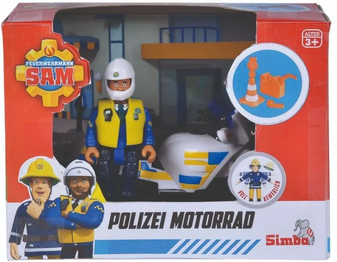 Simba Brandweerman Sam Politiemotorfiets met Figuur - afbeelding 6 van 6