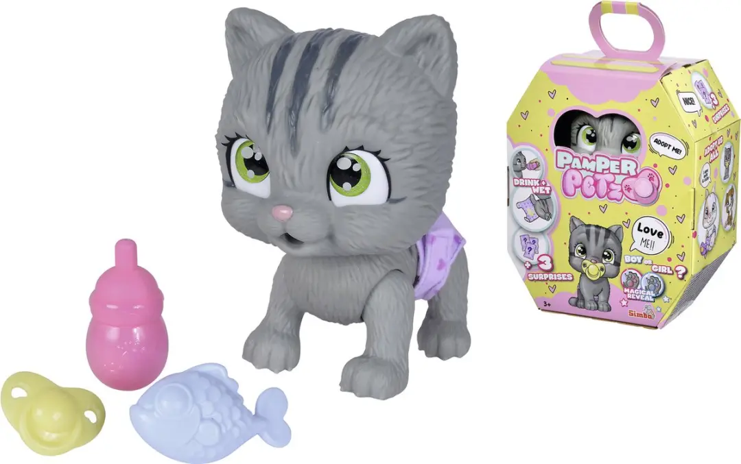 Simba Pamper Petz Kat Speelfiguur - Grijs/Zwart/ Groen