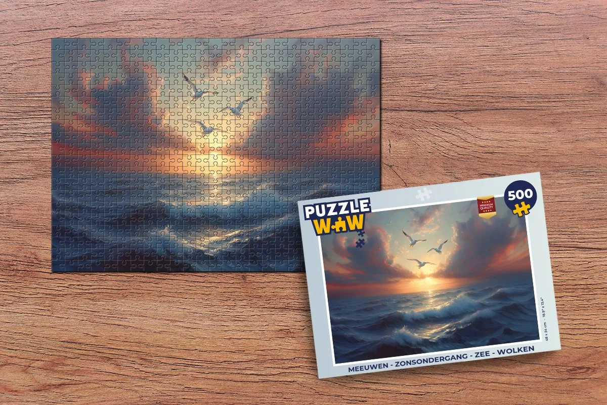 PuzzleWow Meeuwen Zonsondergang Legpuzzel 500 Stuks