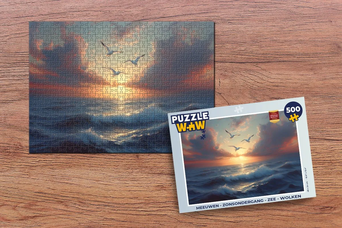 PuzzleWow Meeuwen Zonsondergang Legpuzzel 500 Stuks