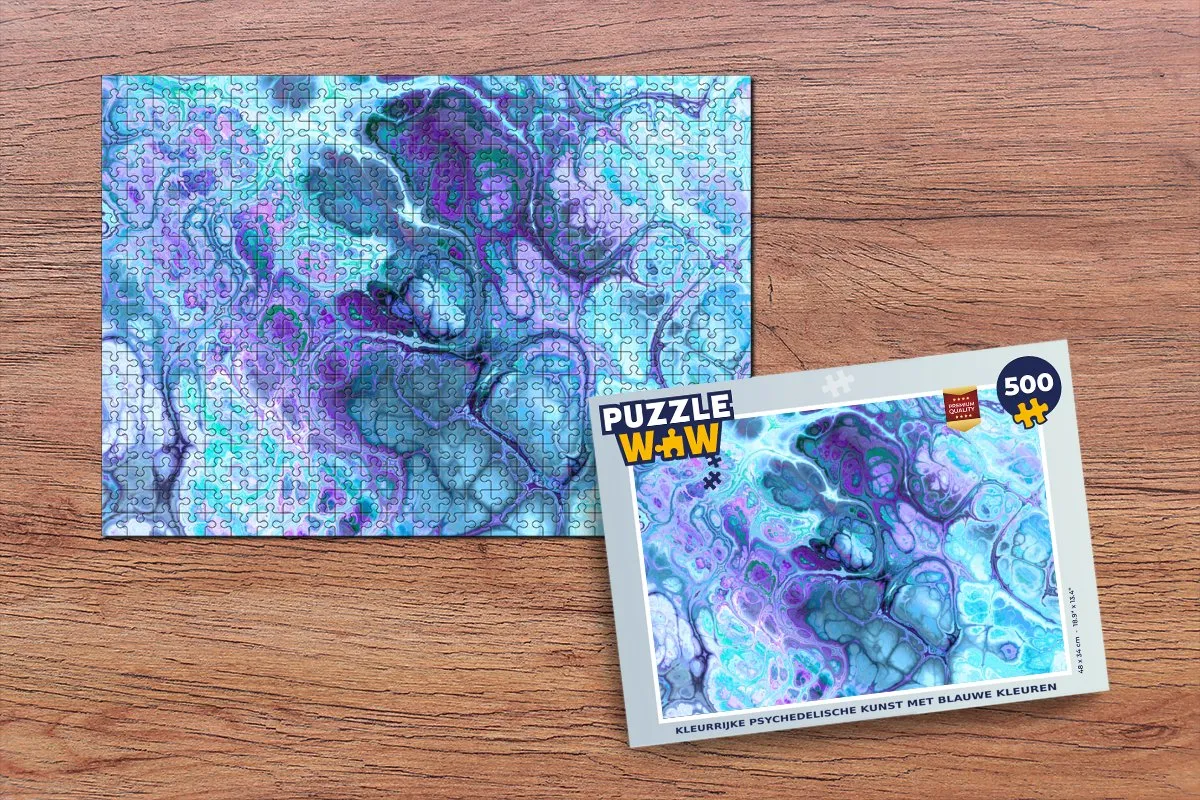 PuzzleWow Golf Legpuzzel 500 Stuks - Psychedelisch Blauw
