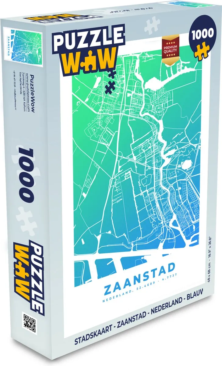 PuzzleWow Stadskaart Zaanstad Legpuzzel 1000 Stuks