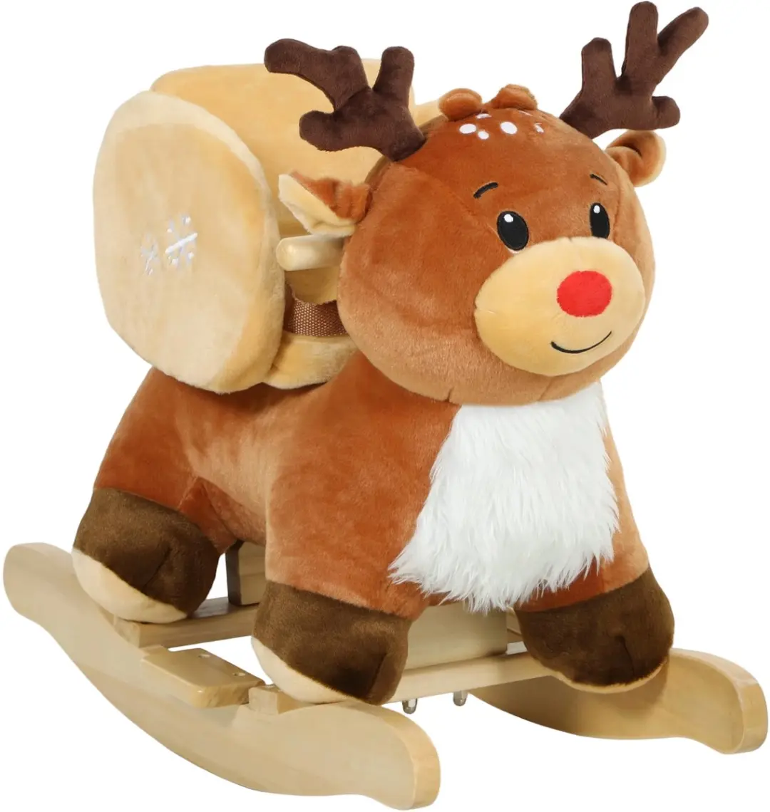 Aiyaplay Kids Rocking Horse-Polyester, Staal-65L x 35B x 59H cm-Bruin