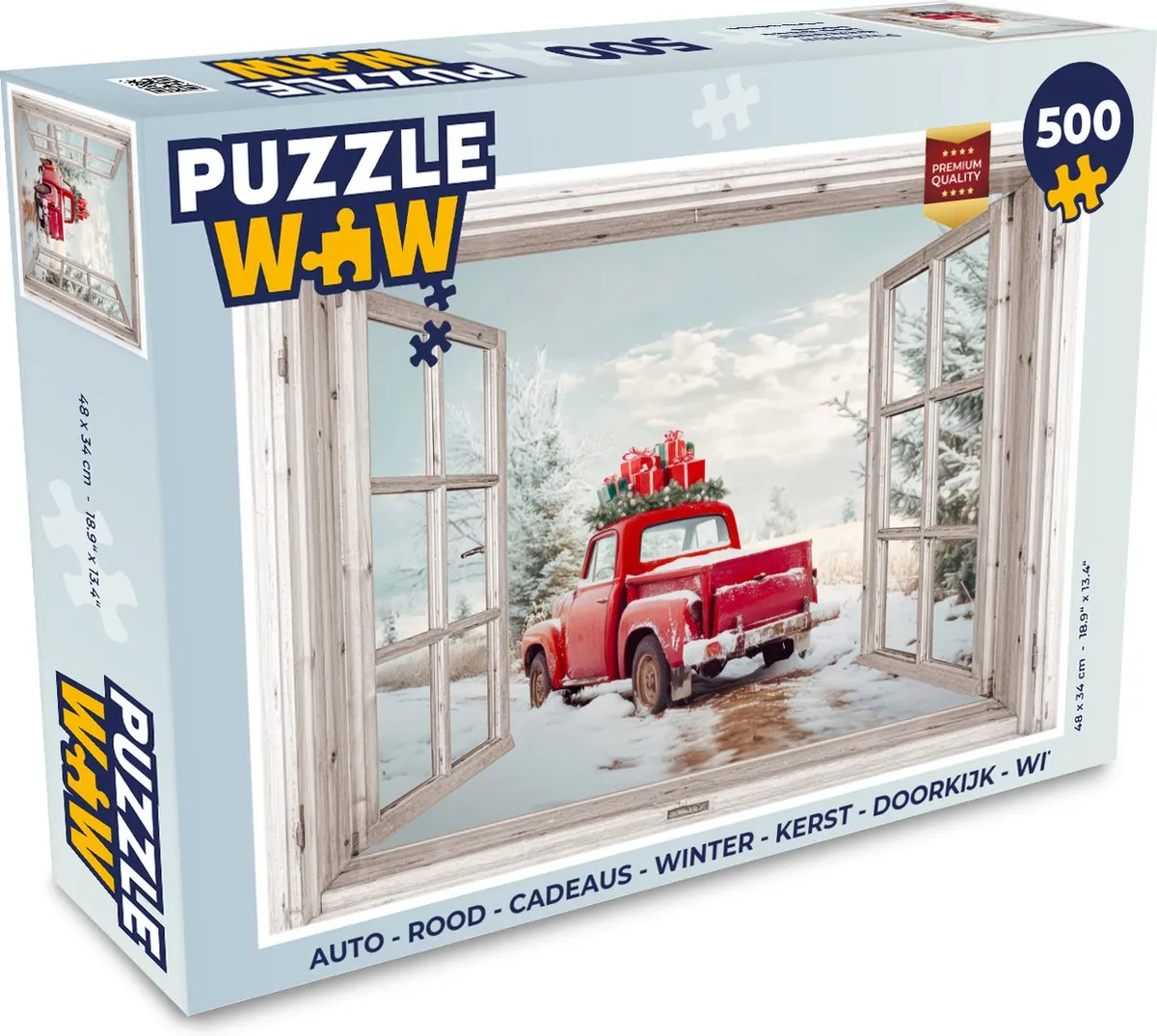 PuzzleWow Auto Kerstpuzzel 500 Stuks - Rood/Wit